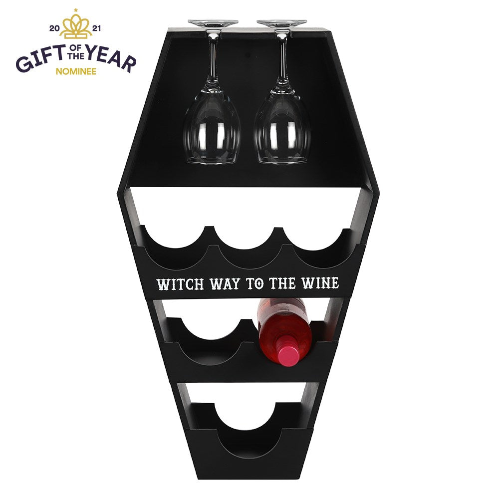 'Witch Way to the Wine' Coffin Wine Shelf
