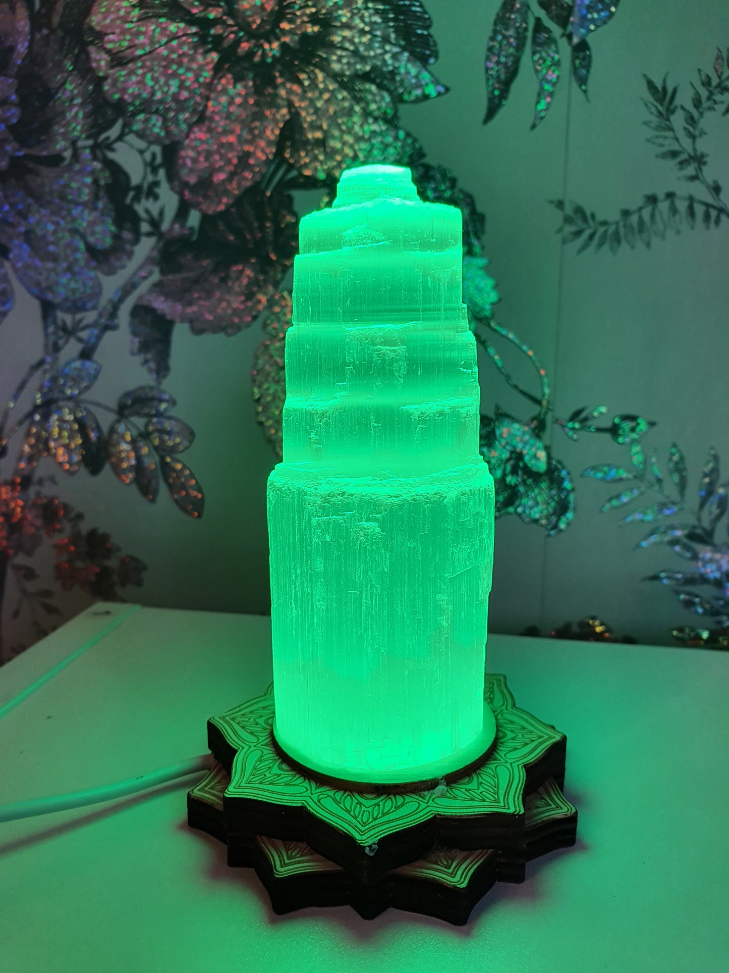 Lotus Colour Changing Crystal Lamp Stand