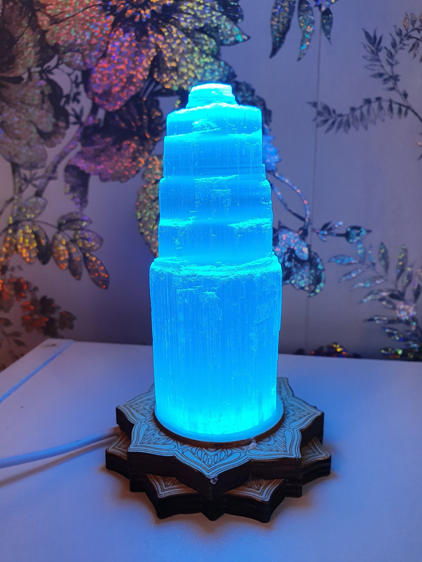 Lotus Colour Changing Crystal Lamp Stand