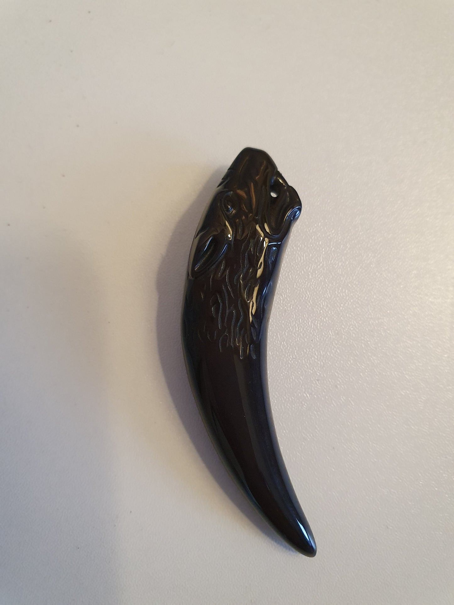 Obsidian Wolf tooth pendant