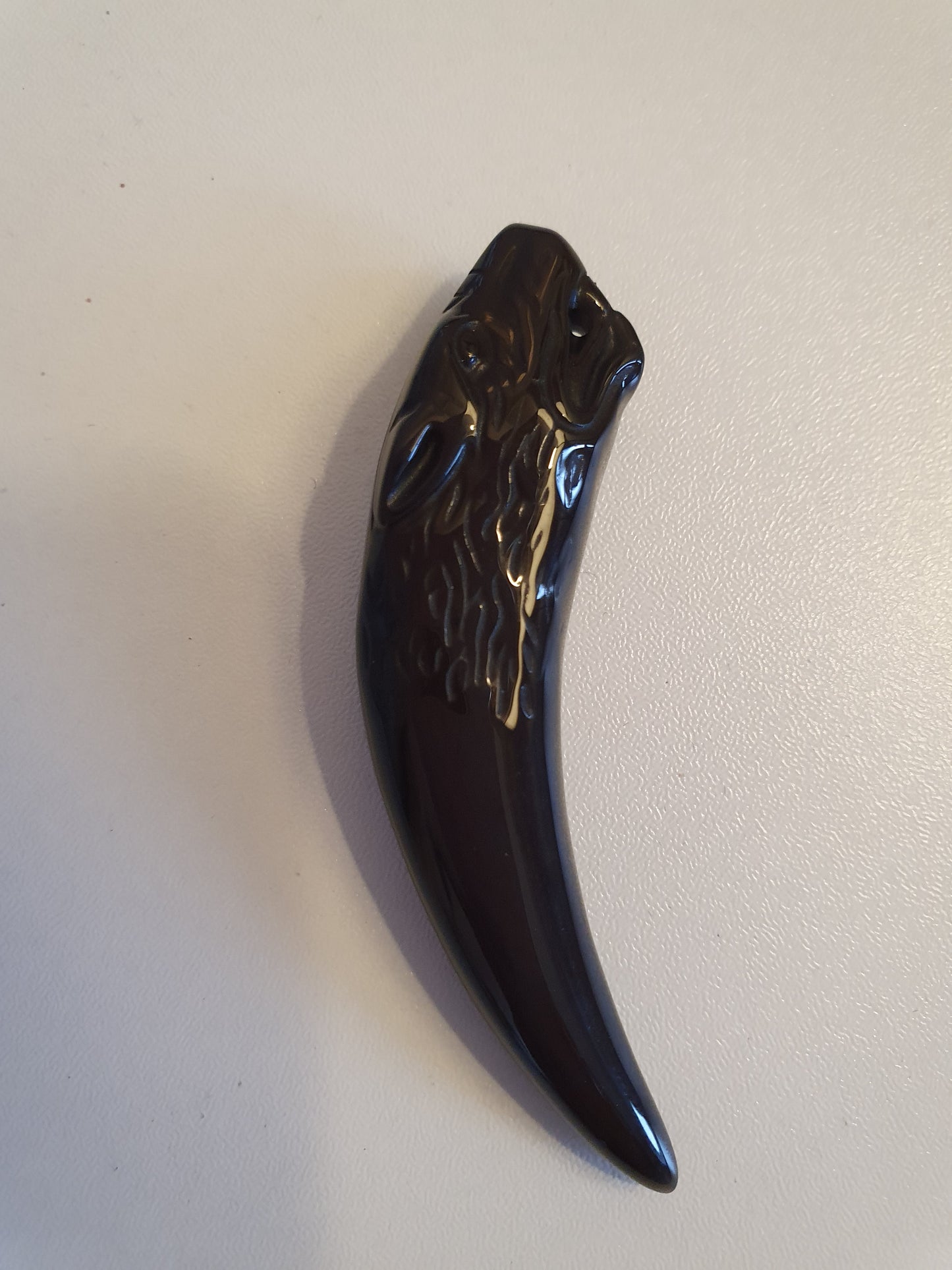 Obsidian Wolf tooth pendant