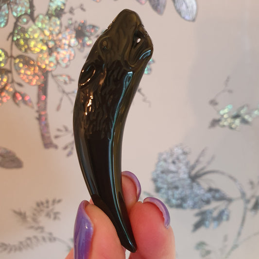 Obsidian Wolf tooth pendant