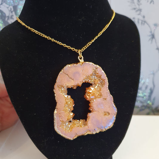 Pink Druzy Pendant