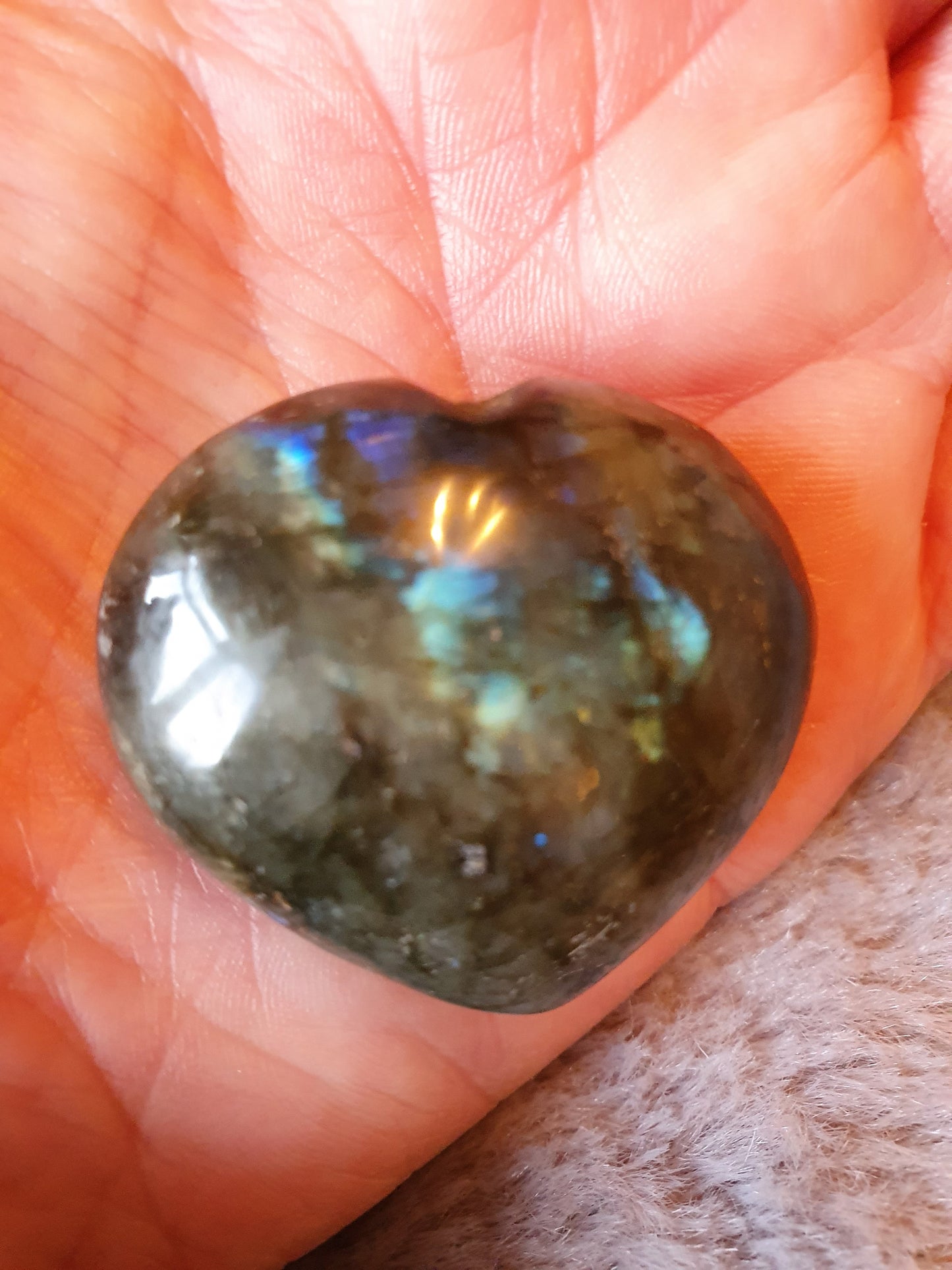 Labradorite heart