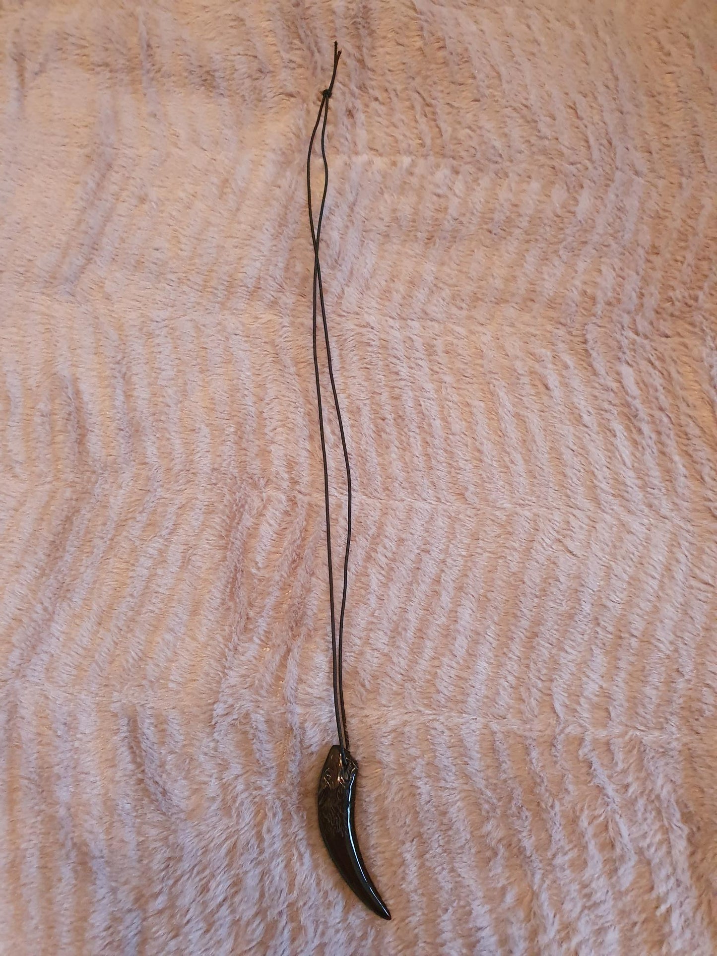Obsidian Wolf tooth pendant