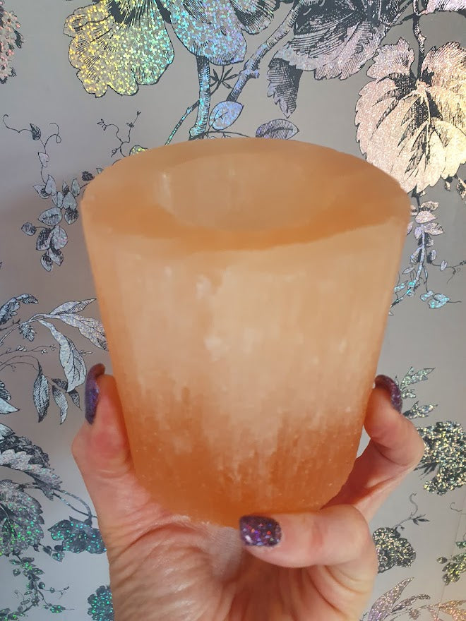 Red Selenite Tealight Candle Holder