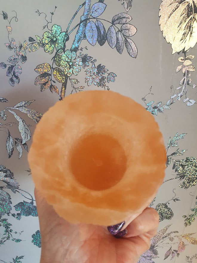 Red Selenite Tealight Candle Holder
