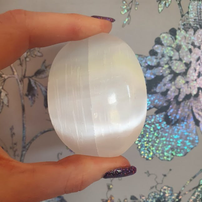 Selenite Palm Stone