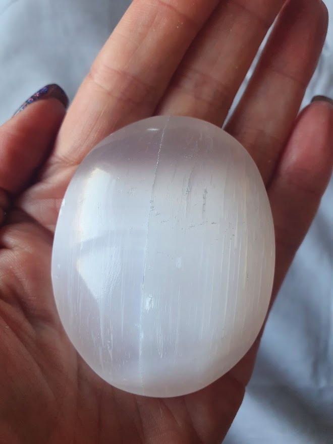 Selenite Palm Stone