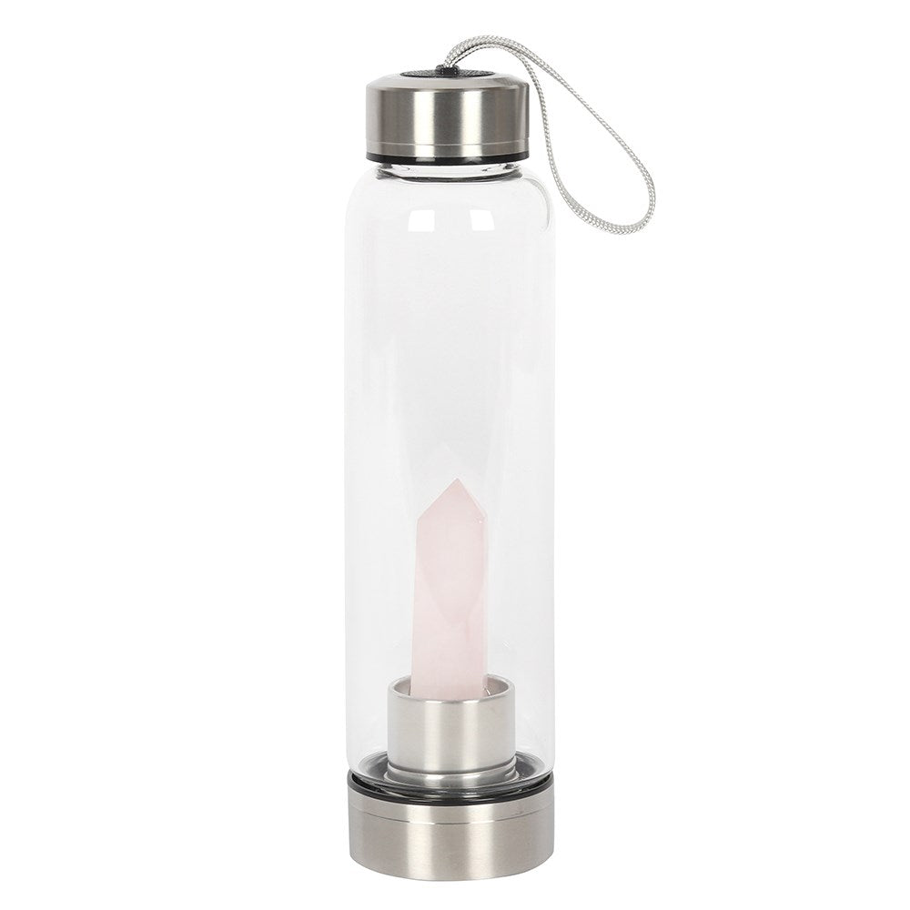Rose Quartz Crystal Glass Water bottle