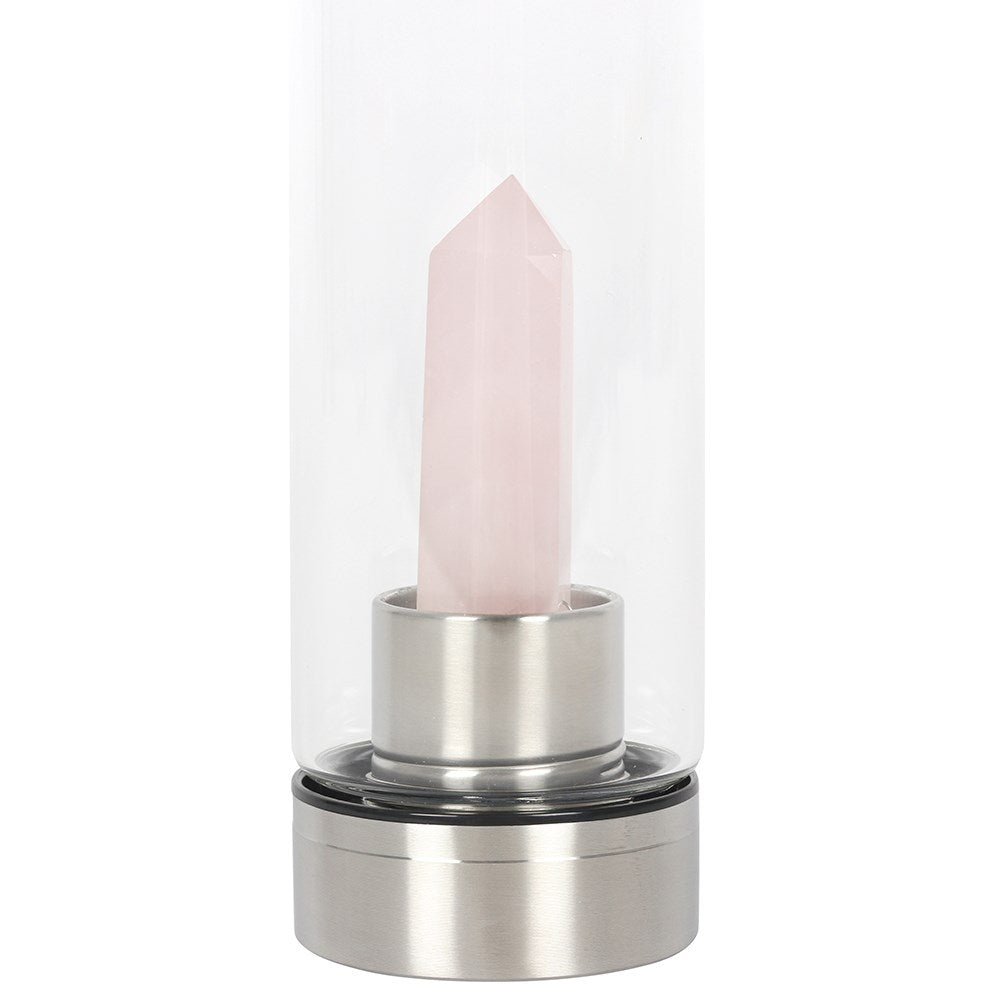 Rose Quartz Crystal Glass Water bottle