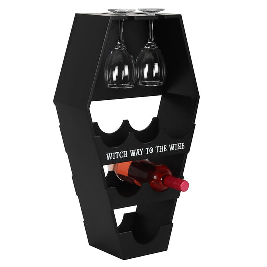 'Witch Way to the Wine' Coffin Wine Shelf