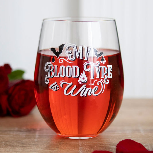 'My Blood type is Wine' Wine glass