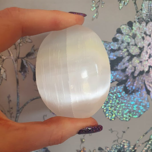 Selenite Palm Stone