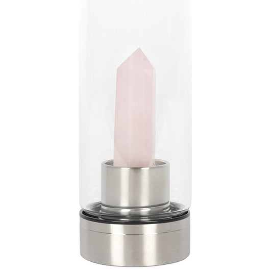 Rose Quartz Crystal Glass Water bottle